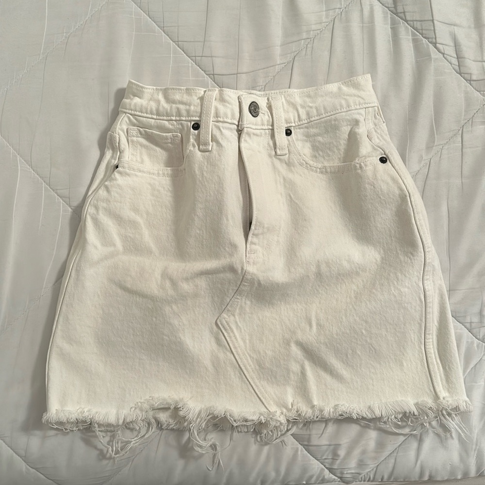 White Denim Mini Skirt